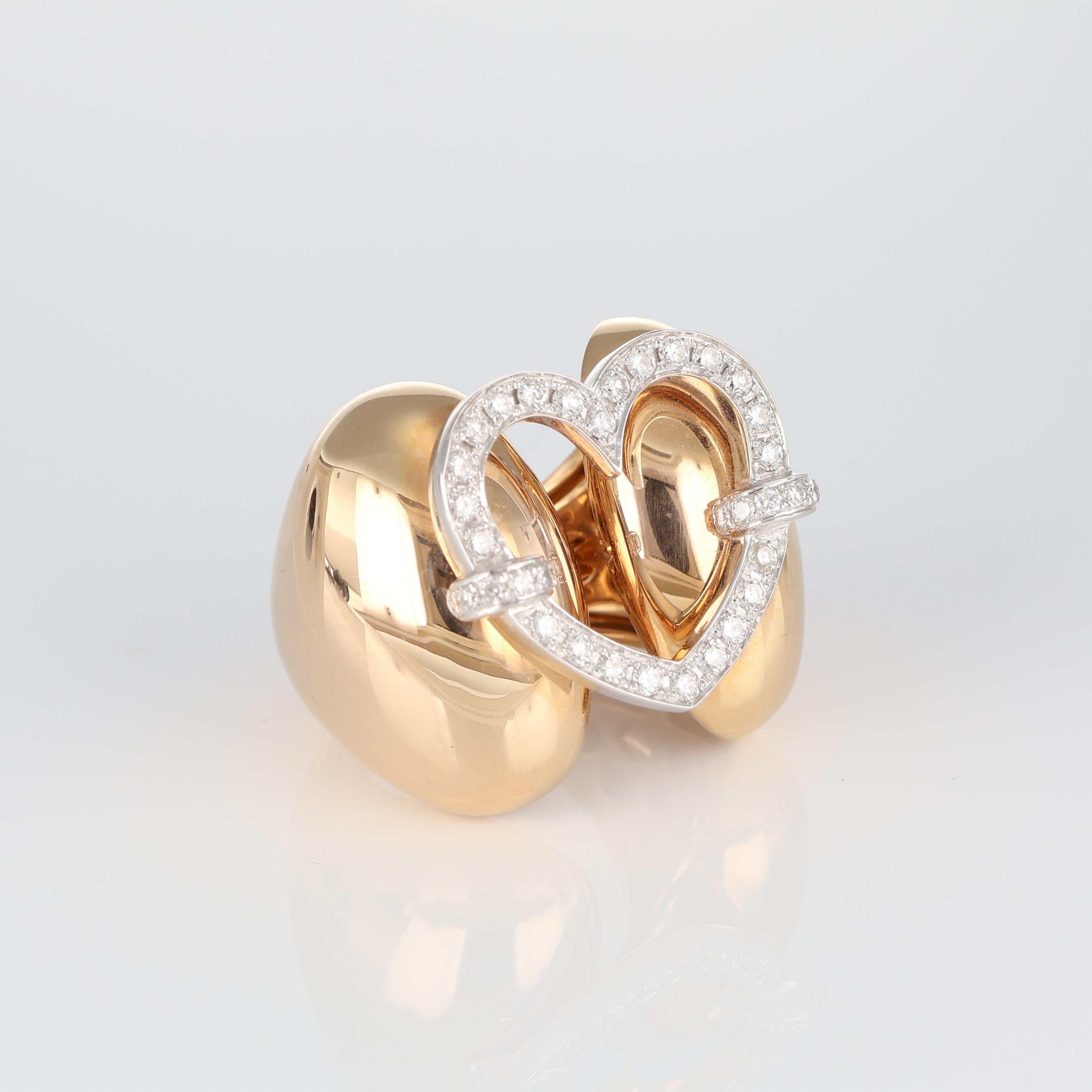 Anello con pavé di cuori in oro rosa da 1,10 carati In condizioni Nuovo in vendita a Bergamo, BG