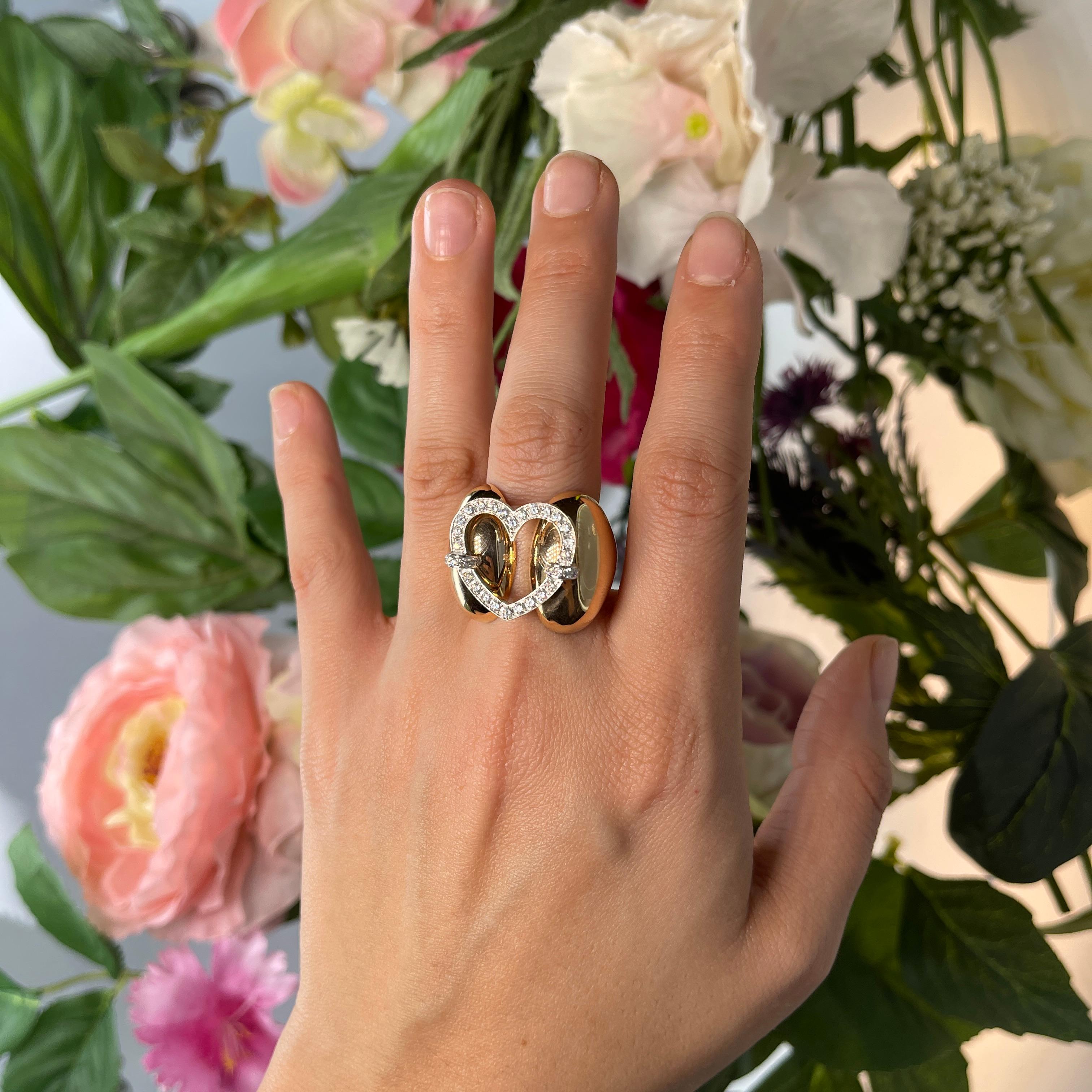 Anello con pavé di cuori in oro rosa da 1,10 carati in vendita 1