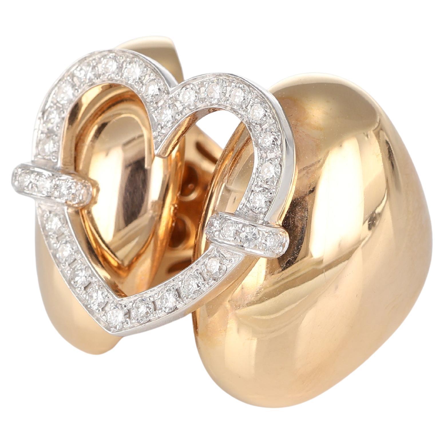 Heart Pavé Diamond Ring 1.10 Carats Rose Gold