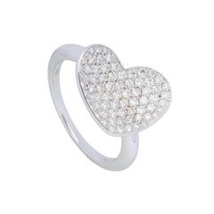 18 Karat White Gold Heart Pave Diamond Ring