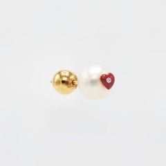 Heart Pearl Enamel ear Studs