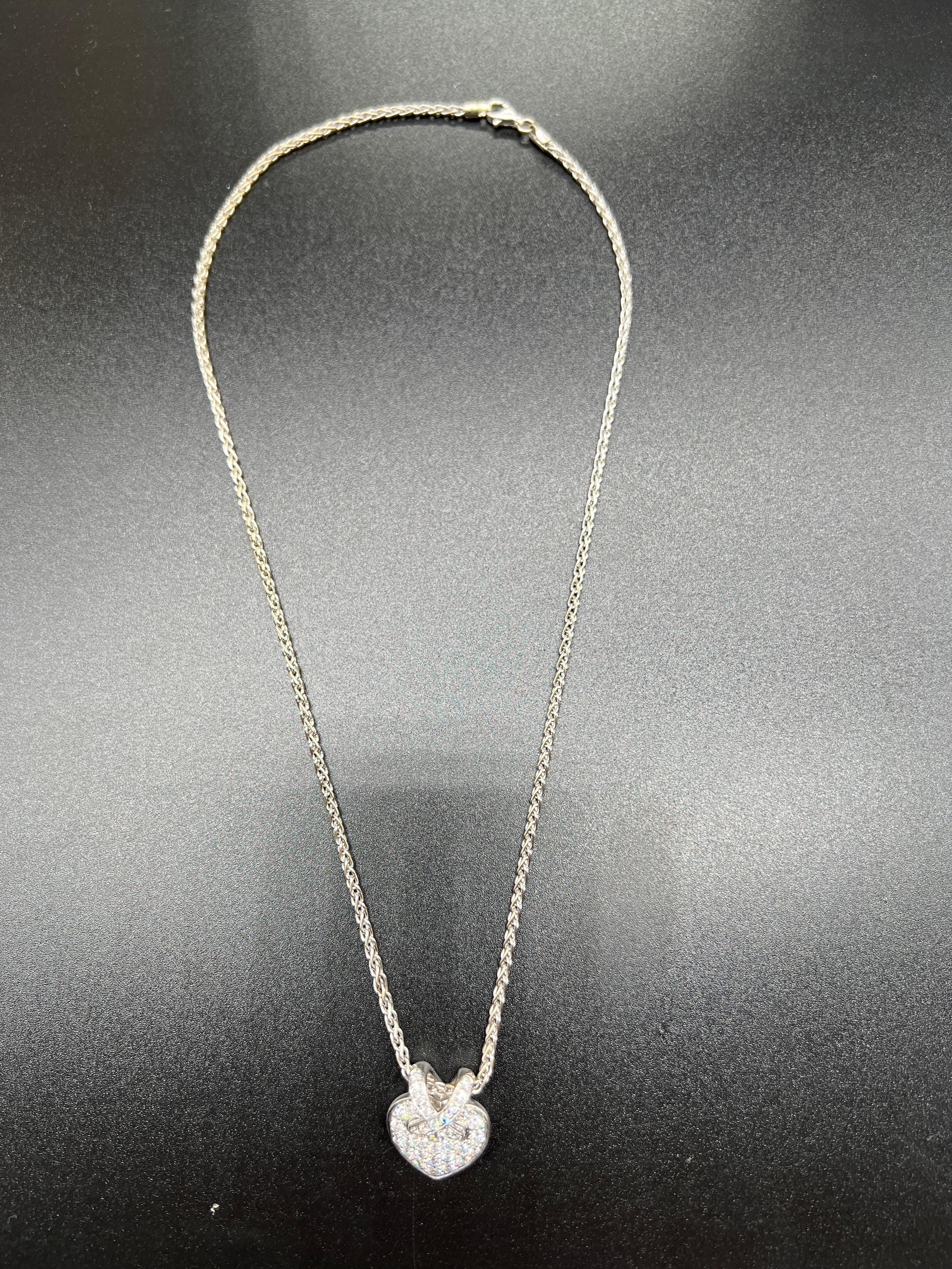 Women's or Men's Chaumet Heart Pendant Chain Chaumet White Gold Model 