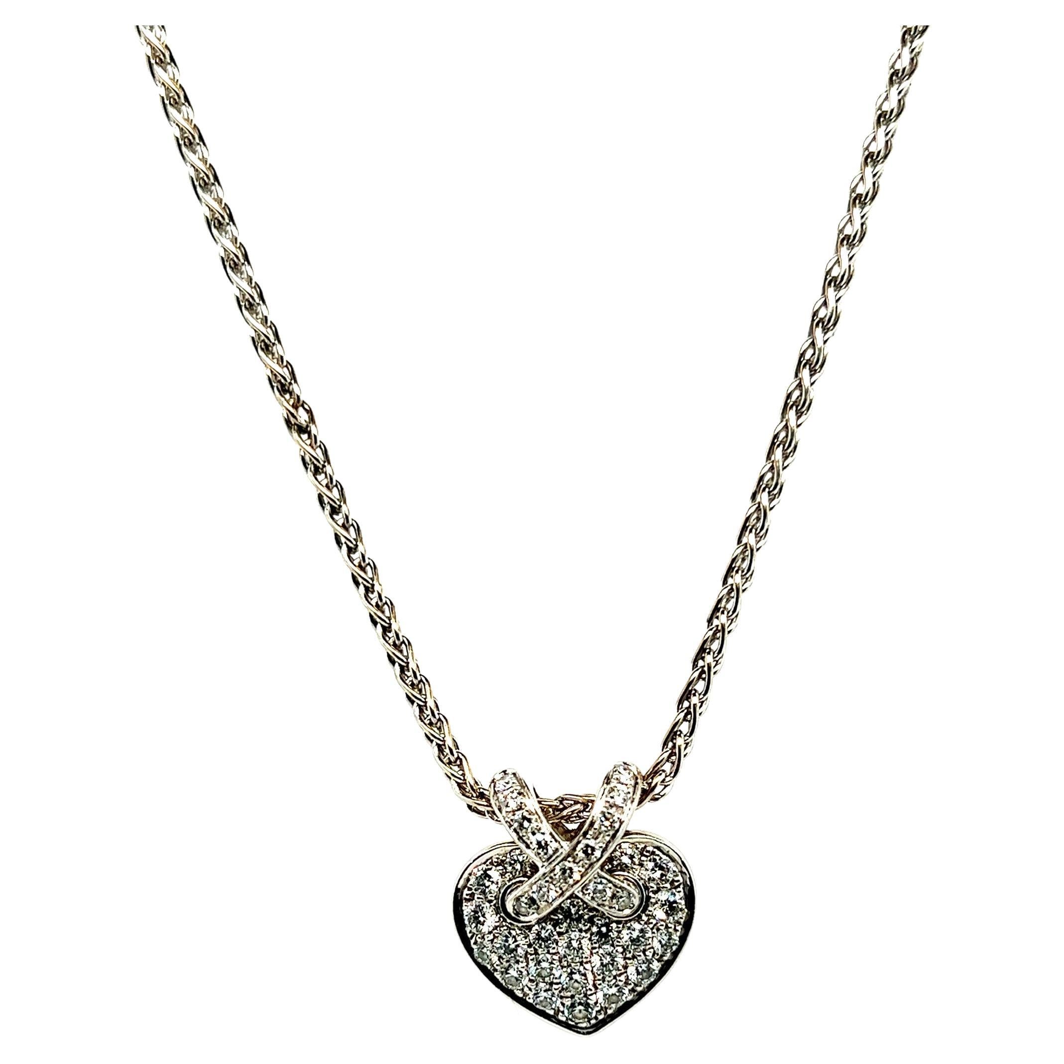 Chaumet Heart Pendant Chain Chaumet White Gold Model "Liens" Diamonds For Sale
