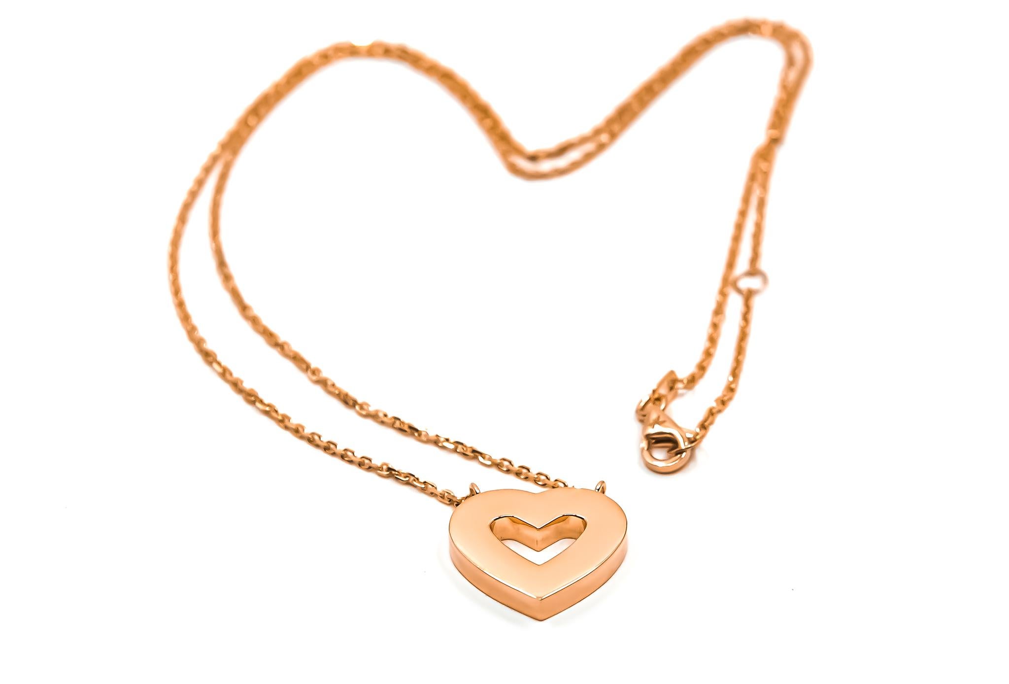18kt solid rose gold pendant necklace by Mohamad Kamra from the Heart Collection.