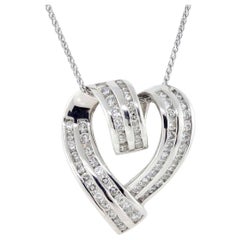 Heart Pendant in 60 Round Brilliant Cut Diamonds with 14k Yellow Gold