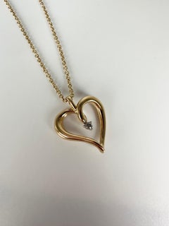 Heart Pendant Necklace 14 Karat Yellow Gold Dainty Heart Necklace Solitaire
