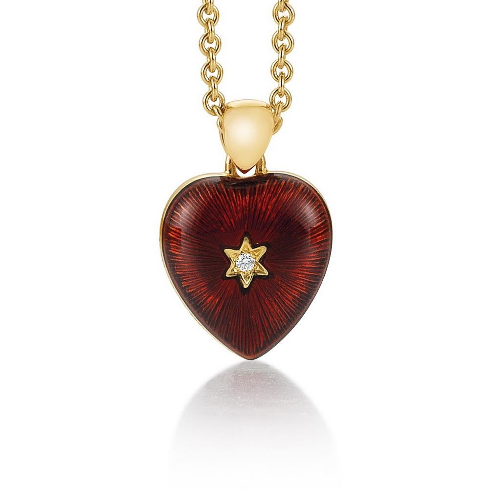 Collana con ciondolo a forma di cuore di Victor Mayer, oro giallo 18 carati, smalto vitreo bifacciale rosso e rosa, 2 diamanti, totale 2,02 carati, G VS, misure ca. 11,8 mm x 13,0 mm

Informazioni sul creatore Victor Mayer
Victor Mayer è rinomato a