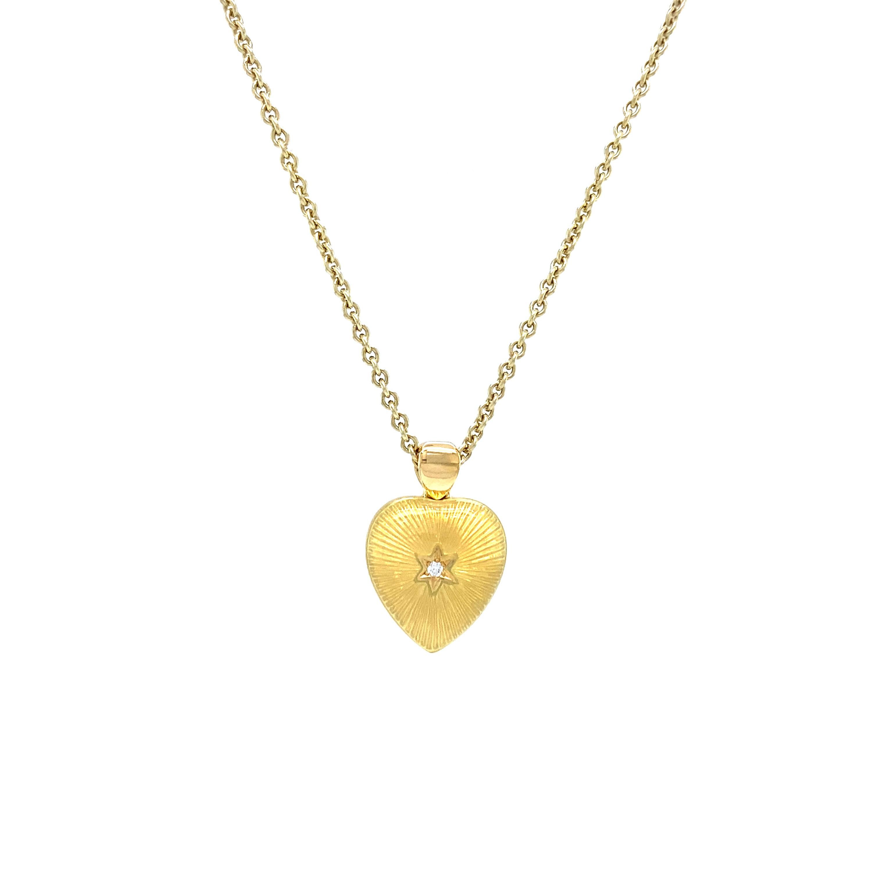 Pendentif en forme de cœur bicolore en or jaune 18 carats, émail turquoise/jaune et diamants 2,02 carats Pour femmes en vente