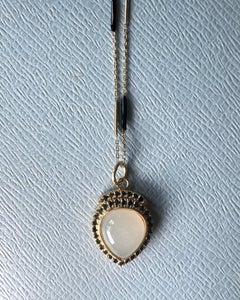 Moonstone Necklace Heart Black Diamond