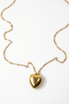 Pearl Diamond Heart Necklace Black Enamel Figaro 14k Gold Plated Chain