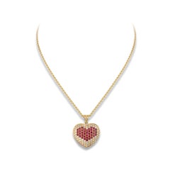 Heart Pendant Necklace with Rubies