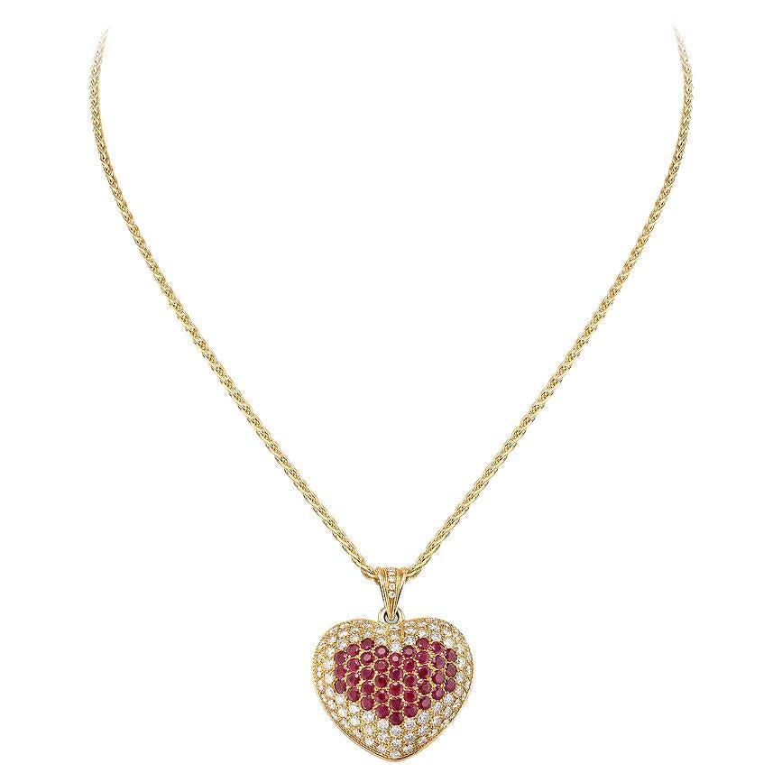 Heart Pendant Necklace with Rubies