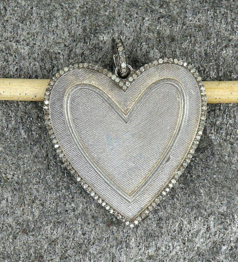 Heart Pendant Pave Diamond 925 Silver Diamond Pendant Fine Jewelry Pendant Gift In New Condition For Sale In Chicago, IL