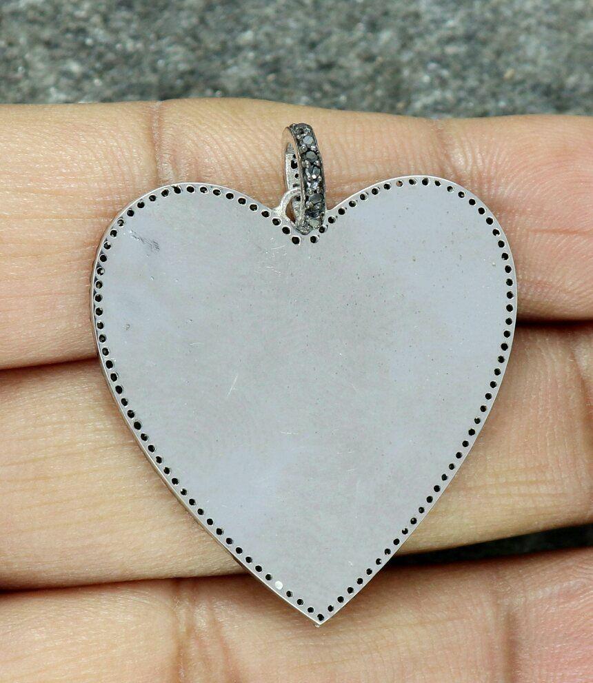 Heart Pendant Pave Diamond 925 Silver Diamond Pendant Fine Jewelry Pendant Gift For Sale 1