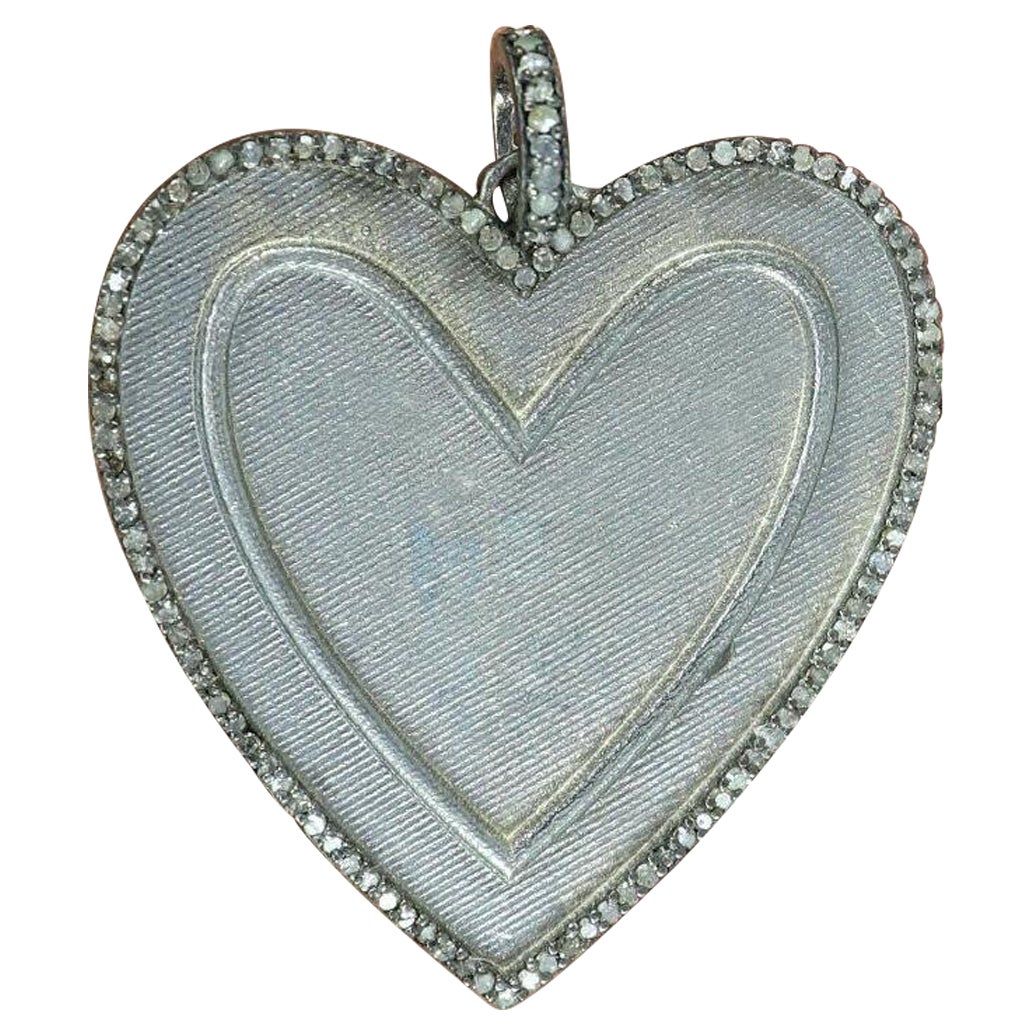 Heart Pendant Pave Diamond 925 Silver Diamond Pendant Fine Jewelry Pendant Gift