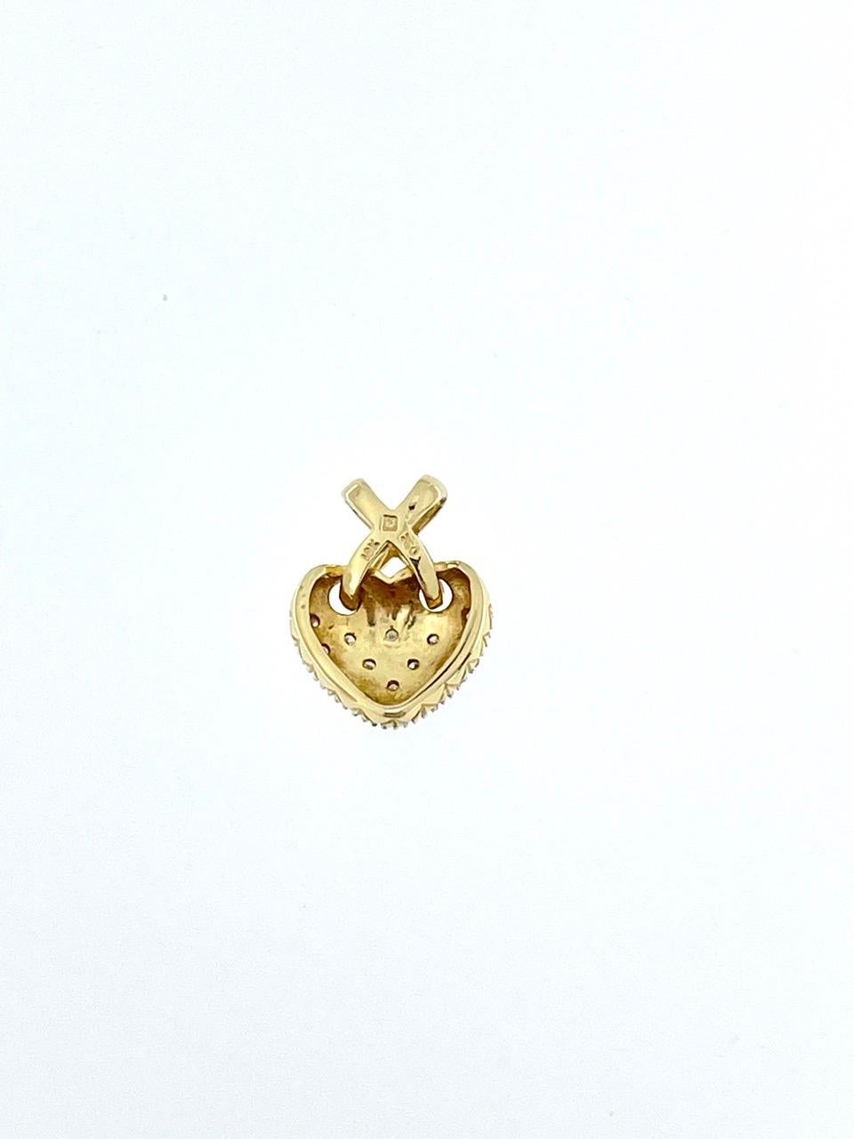 Modern Heart Pendant Yellow and White Gold with Diamonds For Sale