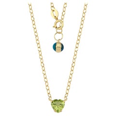 14k Gold Heart Peridot Solitaire Chain Necklace