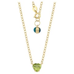 14k Gold Herz Peridot Solitär Kette Halskette