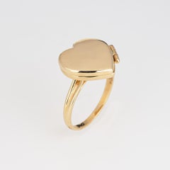 Heart Picture Locket Ring 14k Yellow Gold Sz 7 Secret Compartment Opens Jewelry