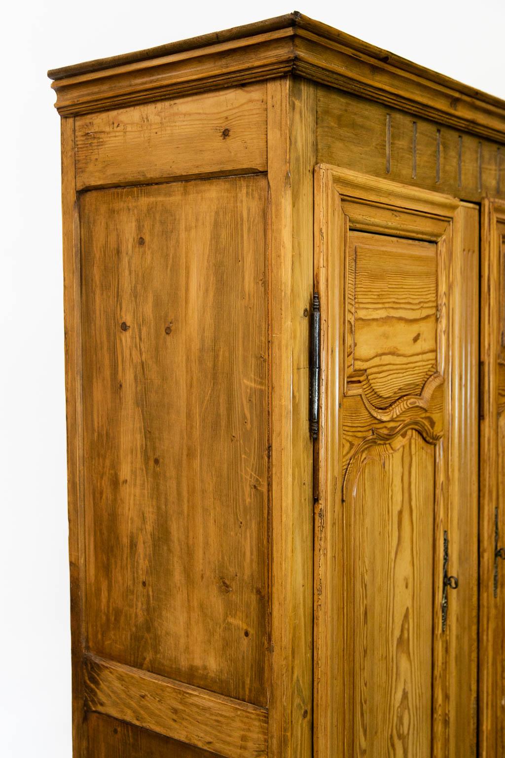 Brass Heart Pine Armoire For Sale