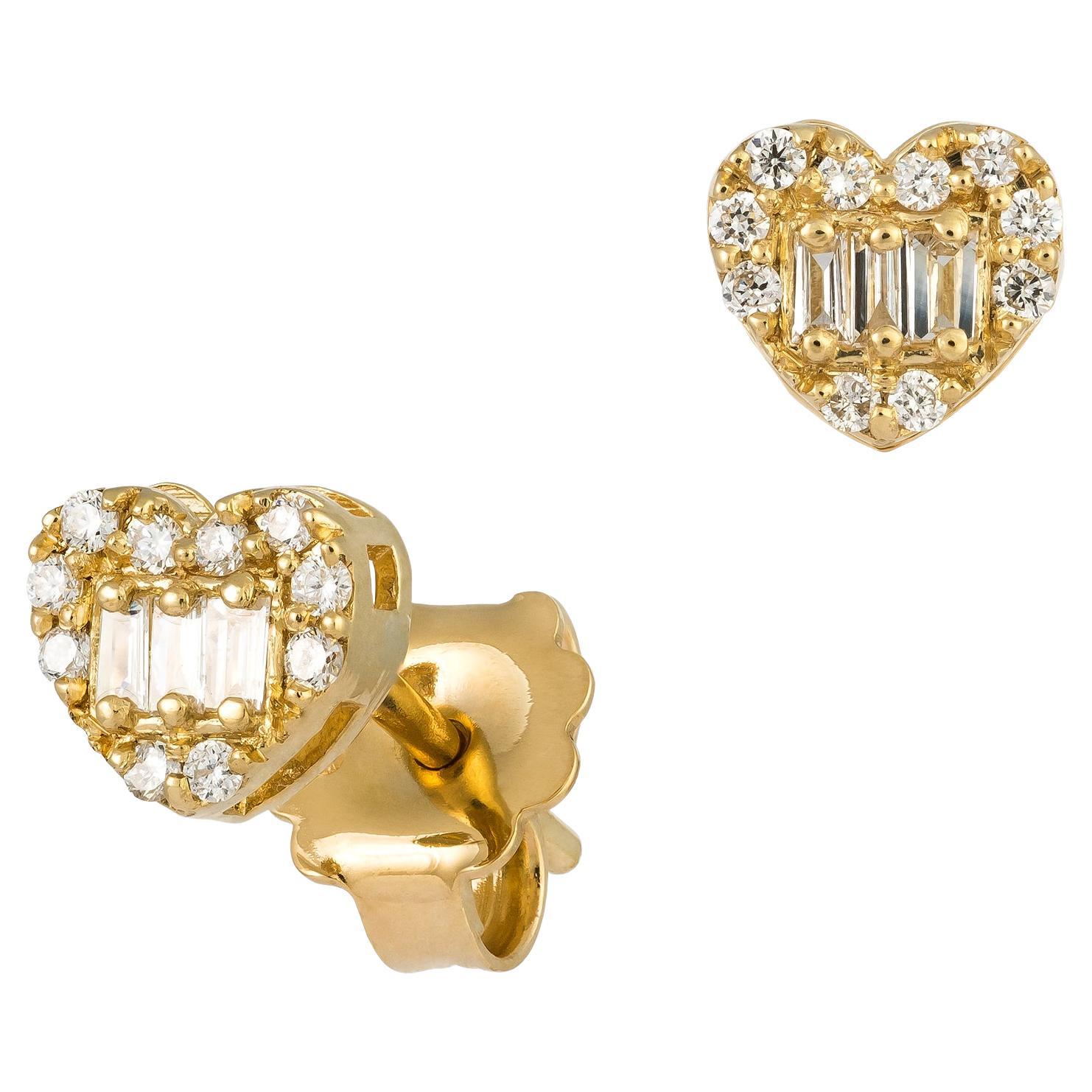 Heart Pink Gold 18K Earrings Diamond for Her For Sale
