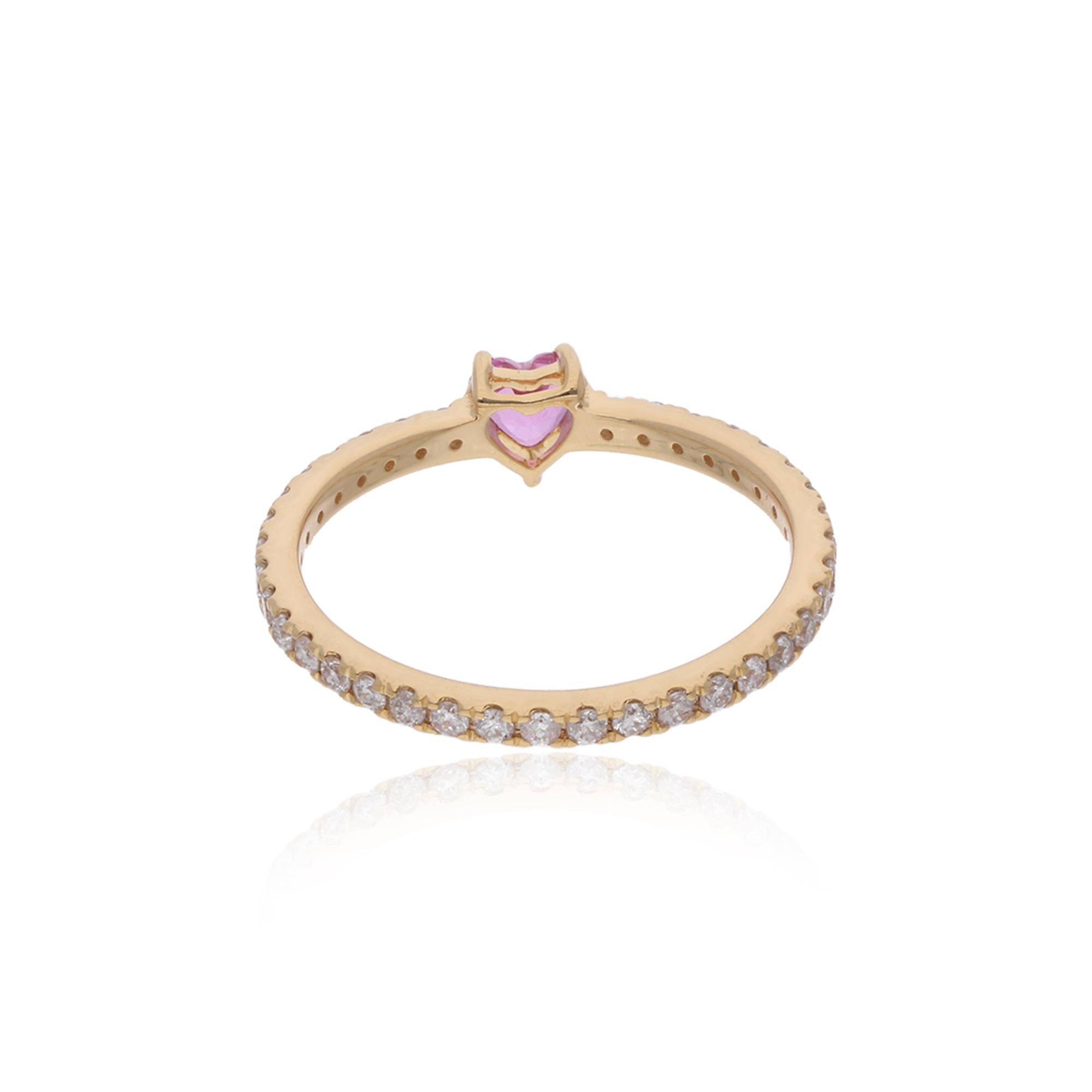 Item Code :- SFR-2030K
Gross Wt. :- 1.31 gm
14k Yellow Gold Wt. :- 1.18 gm
Natural Diamond Wt. :- 0.40 Ct.  ( AVERAGE DIAMOND CLARITY SI1-SI2 & COLOR H-I )
Pink Sapphire Wt. :- 0.27 Ct.
Ring Size :- 7 US & All size available

✦