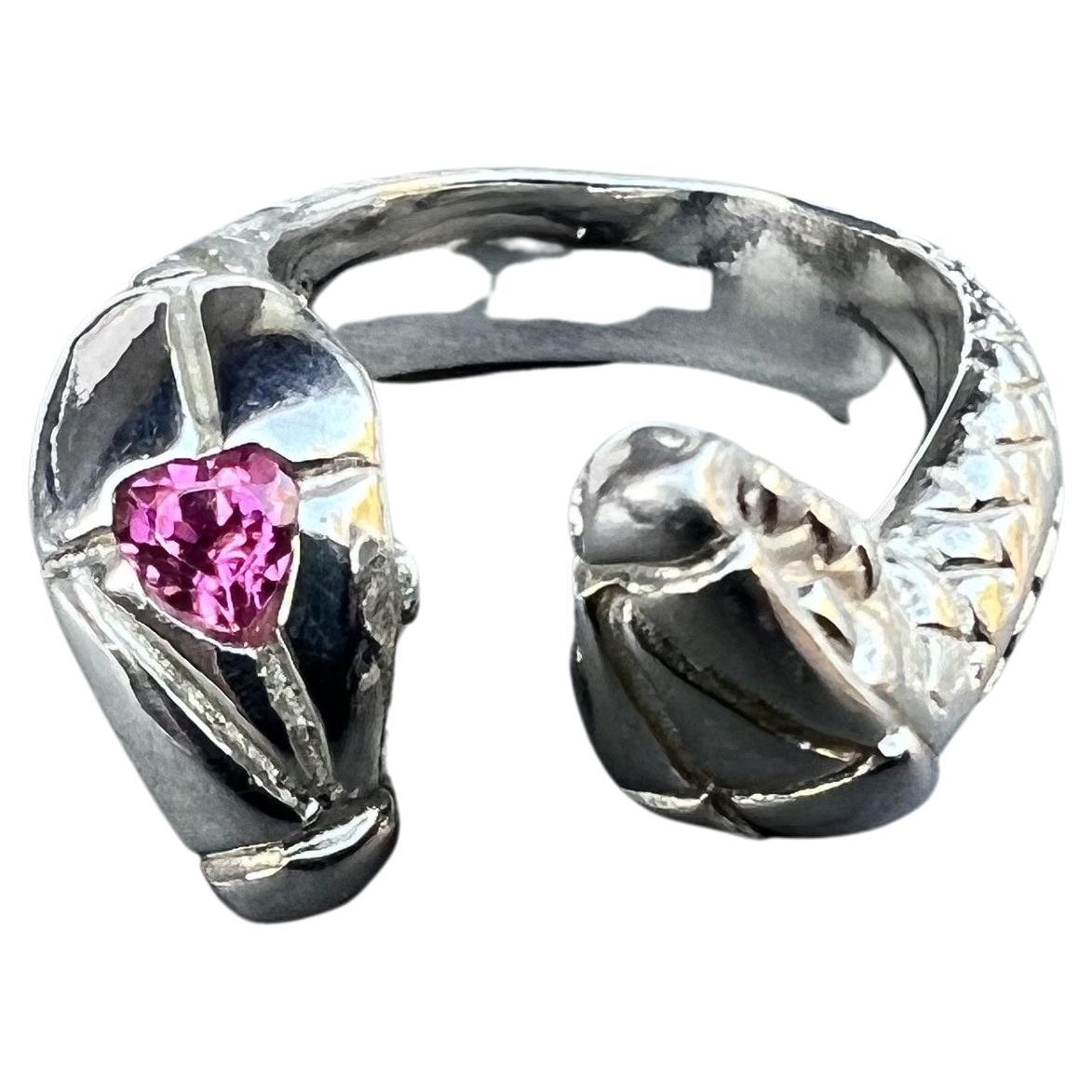 Corazón Zafiro Rosa Anillo de Serpiente Anillo de Cóctel J DAUPHIN