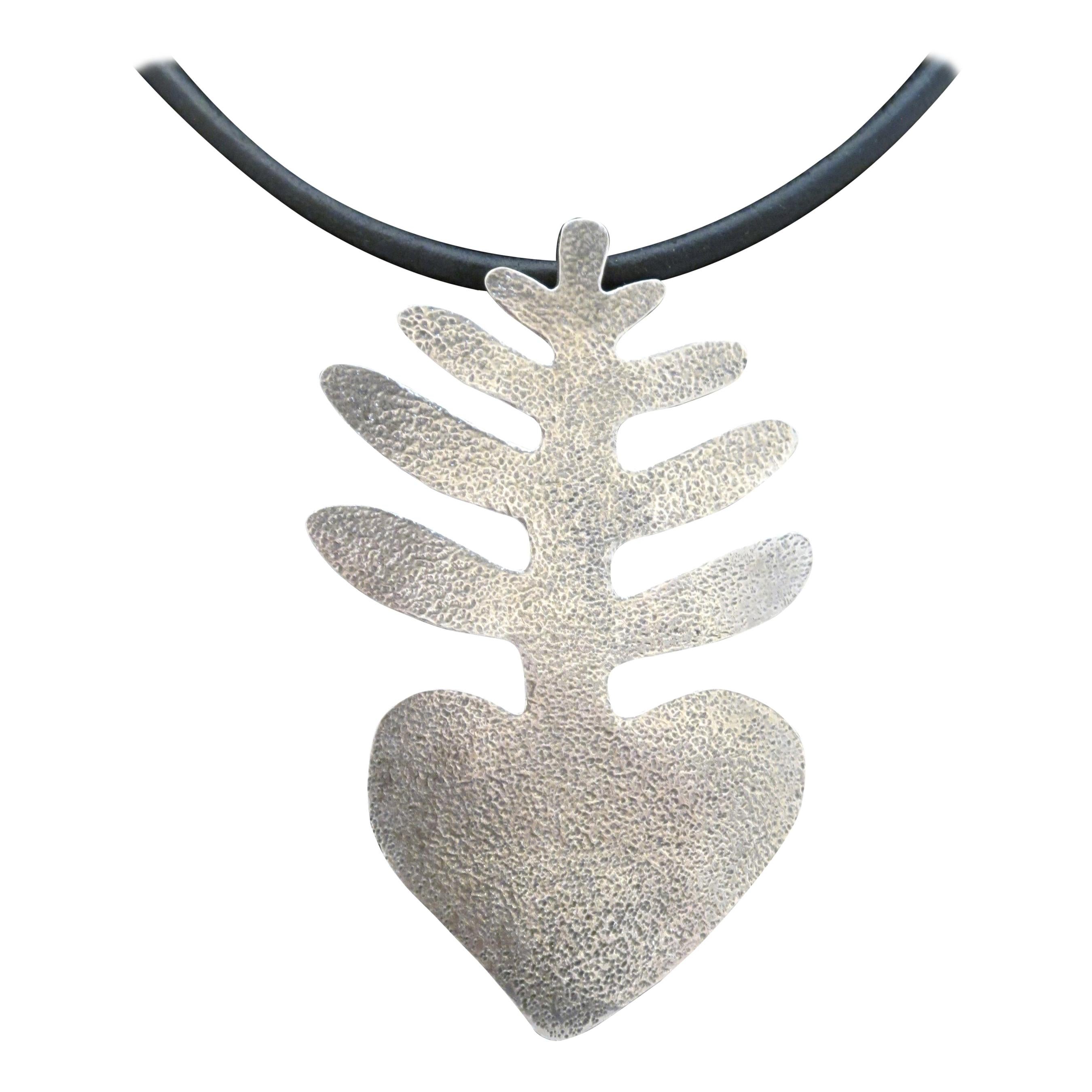 Heart Plant, large pendant sterling silver designs by Melanie Yazzie Navajo  For Sale