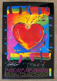 Heart Poster Signed by Peter Max & Andre Agassi