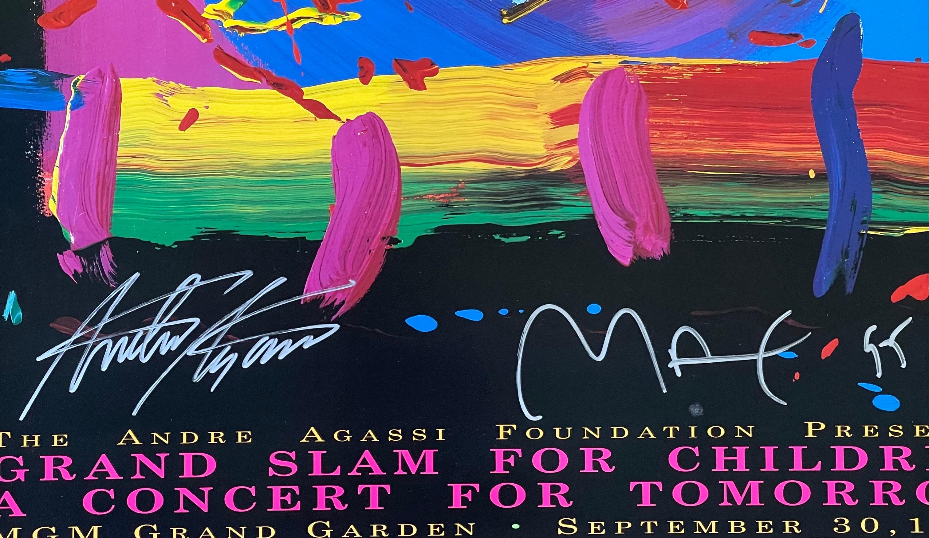 Américain Affiche en forme de cœur signée par Peter Max et Andre Agassi en vente