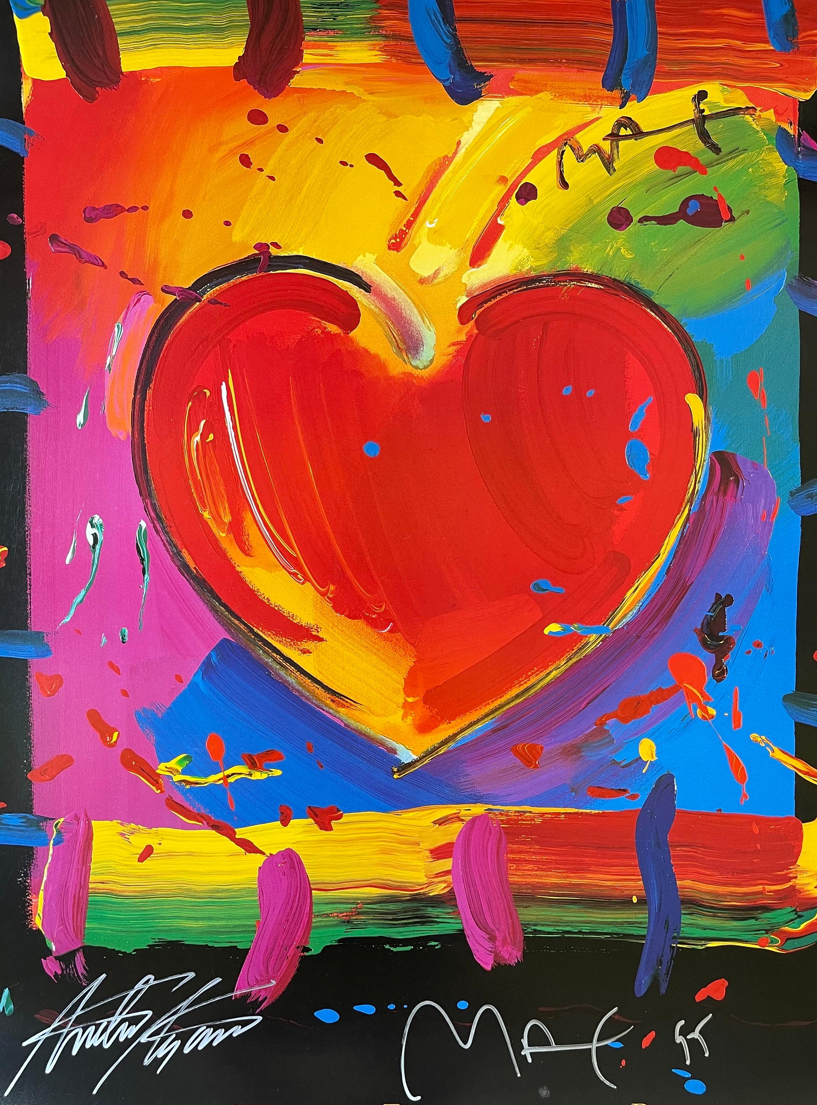 Heart Poster Signed by Peter Max & Andre Agassi In Excellent Condition For Sale In San Diego, CA