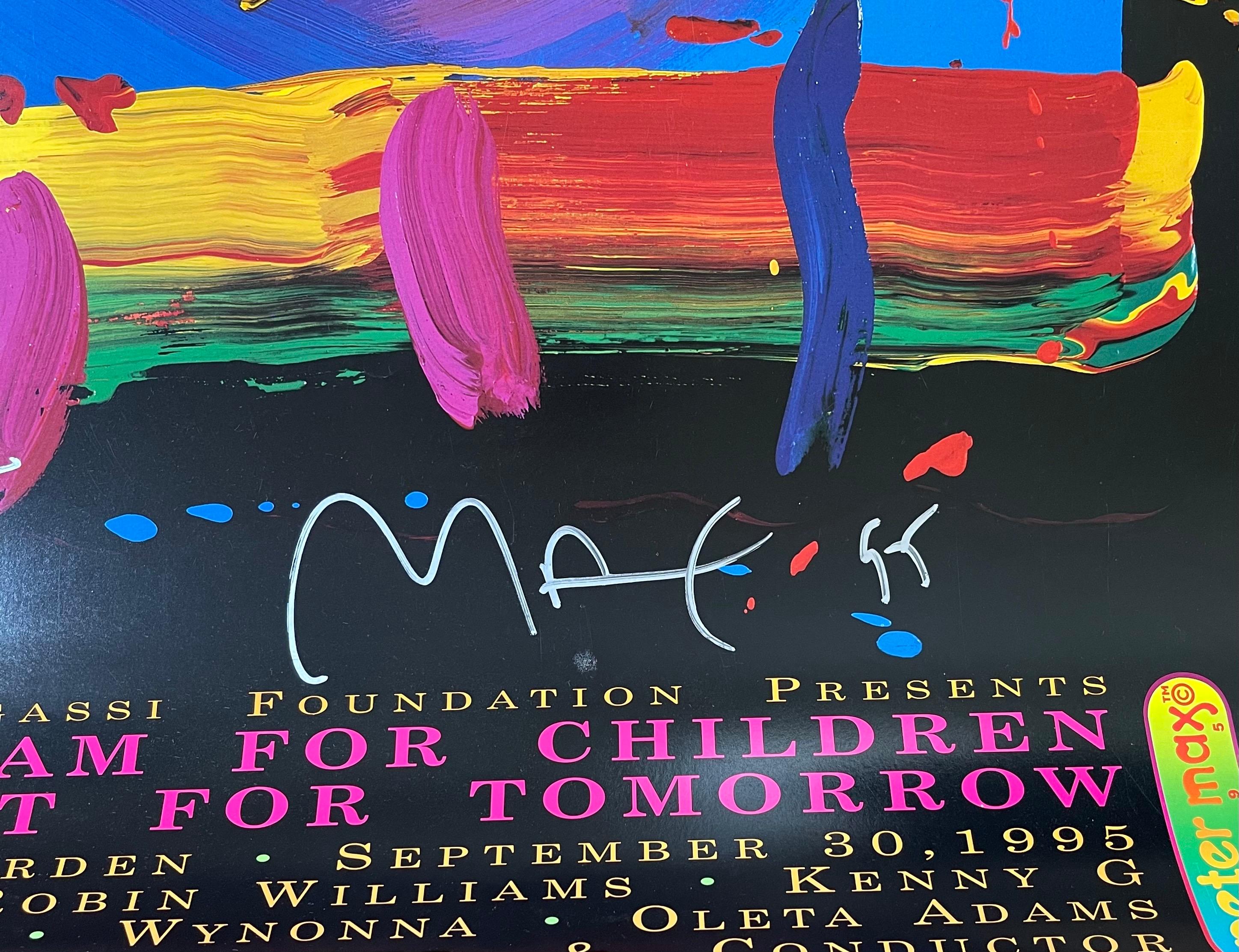 20th Century Heart Poster Signed by Peter Max & Andre Agassi For Sale