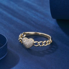 Heart Ring 14K (or 18k upon request) Yellow Gold Pave Diamond Ring