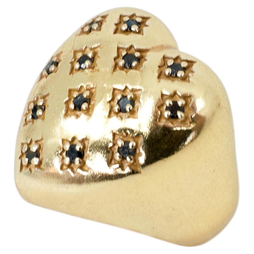 Herz-Siegelring mit schwarzem Diamanten – Cocktailring aus Gold