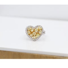 Anello a cuore con diamante giallo e pietre naturali in oro 18 carati Gioielli di San Valentino