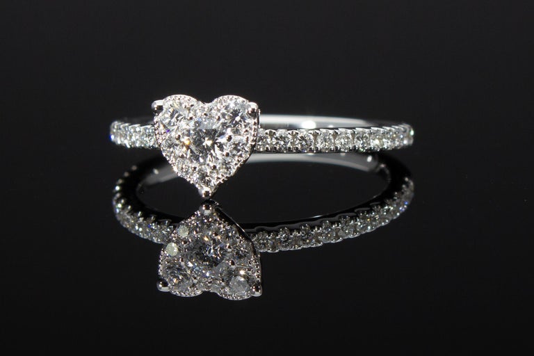 Heart Shaped Engagement Ring with 0.50 ct of Diamonds For Sale at 1stDibs