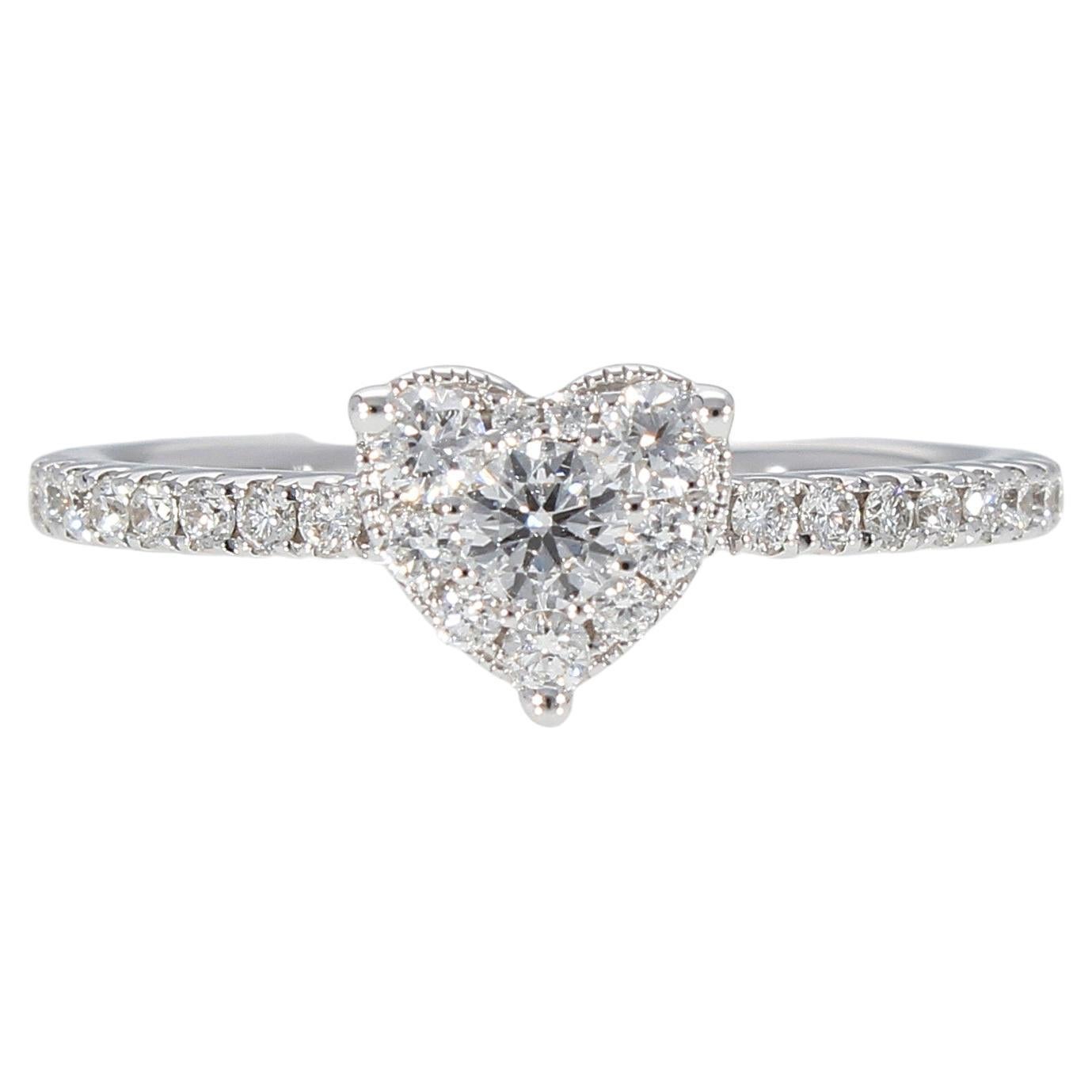 Heart Shaped Engagement Ring with 0.50 ct of Diamonds For Sale