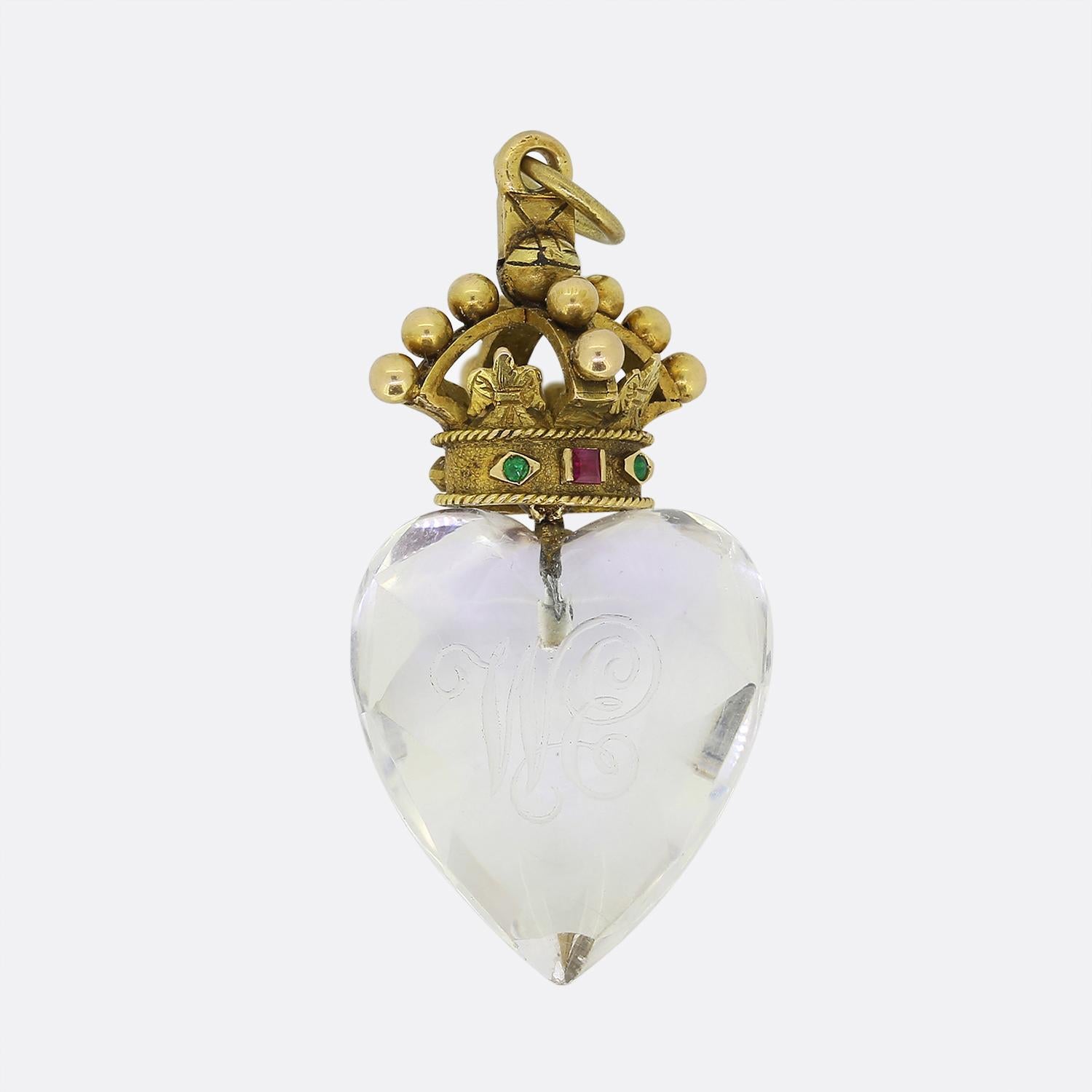 Heart Rock Crystal 'WE' Initial Pendant