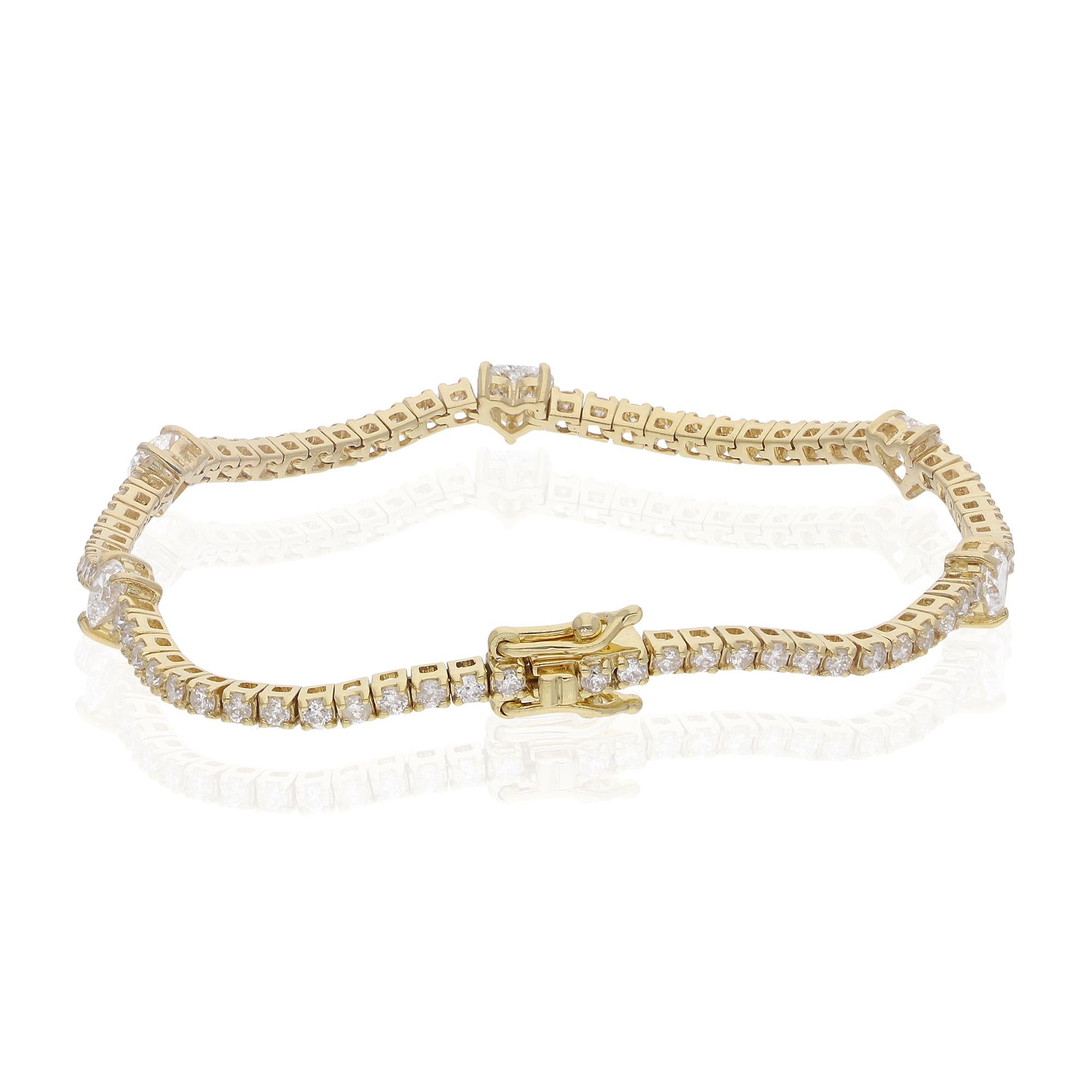 Item Code :- SFBR-4200
Gross Wt. :- 5.65 gm
14k Solid Yellow Gold Wt. :- 5.22 gm
Natural Diamond Wt. :- 2.16 Ct. ( AVERAGE DIAMOND CLARITY SI1-SI2 & COLOR H-I )
Bracelet Size :- 6.25 Inches Long

✦ Sizing
.....................
We can adjust most