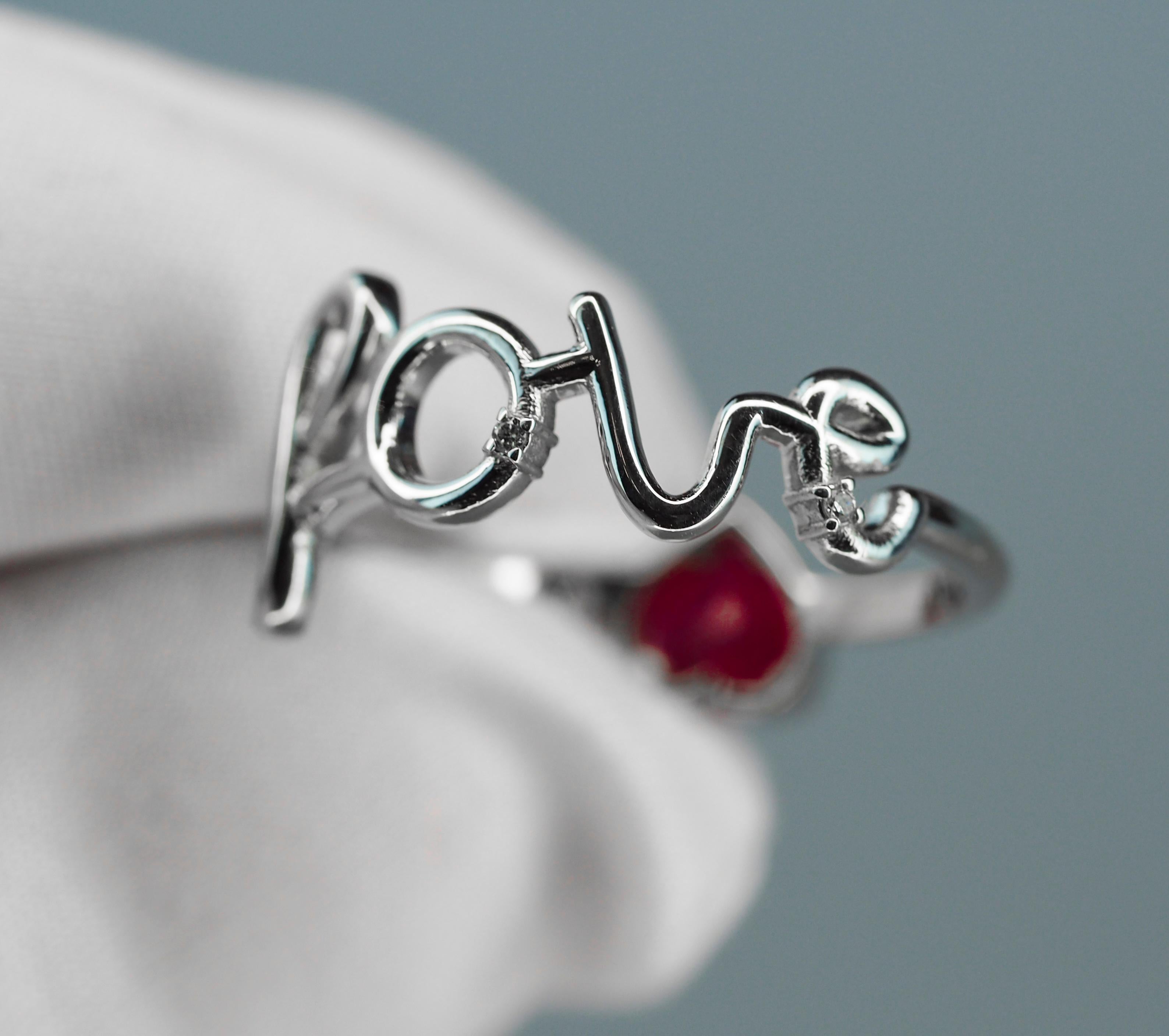 Heart Cut Heart ruby 14k gold ring.  For Sale