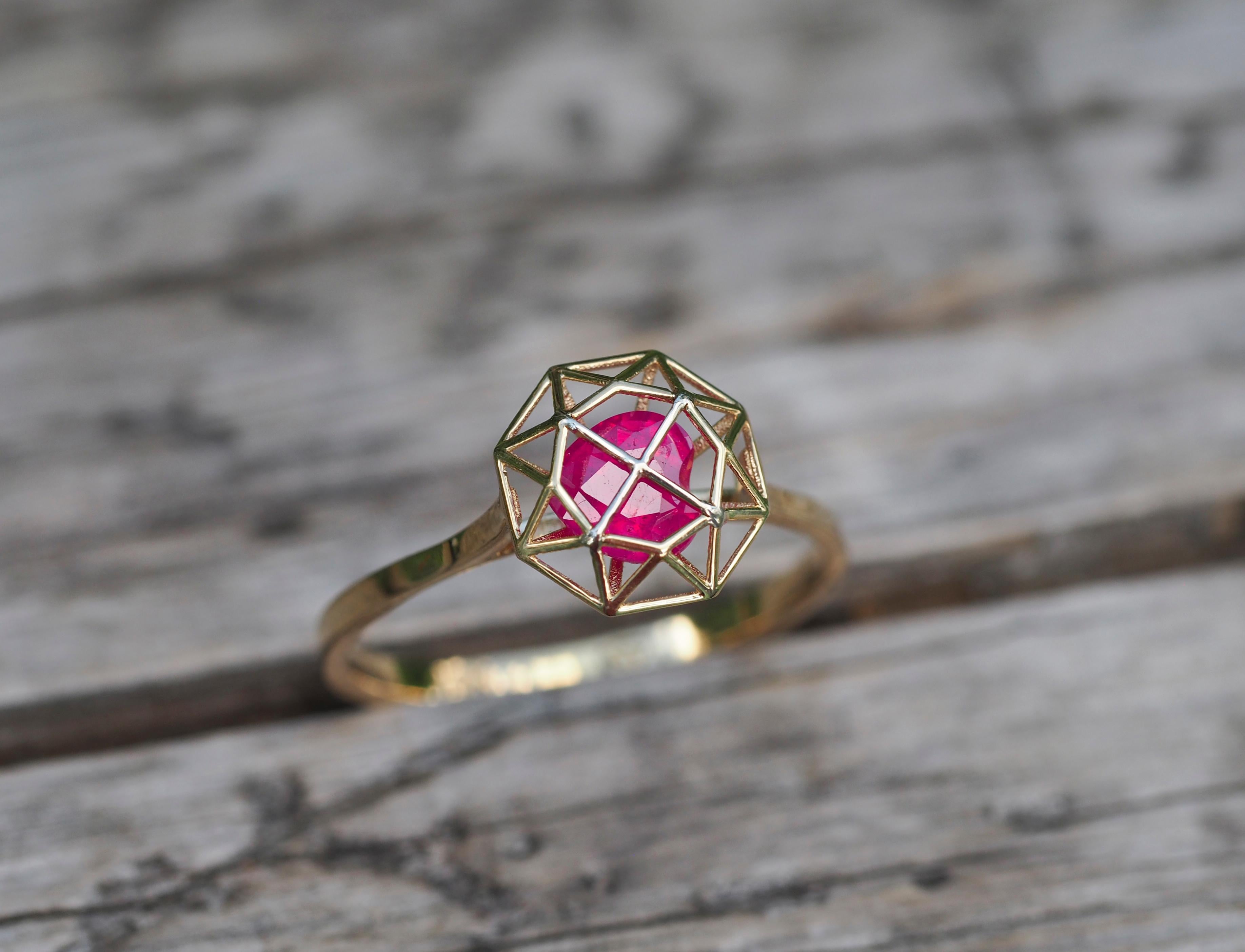 Heart ruby 14k gold ring.  For Sale 1