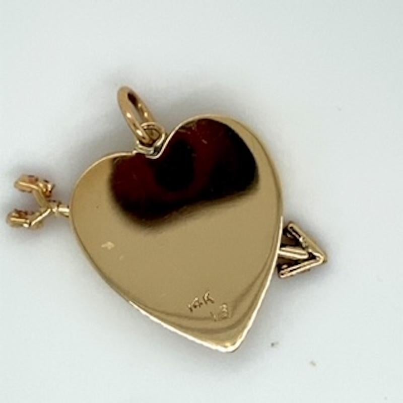 Brilliant Cut Heart Ruby Arrow Gold Charm