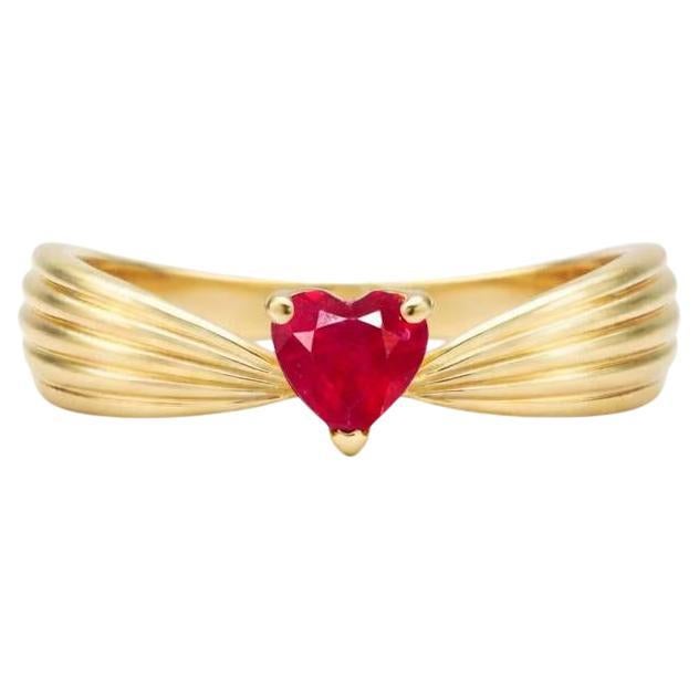 For Sale:  Heart ruby ring in 14k gold