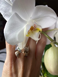 White Diamond  Emerald Heart Ruby Snake Cocktail  Bronze Ring  J Dauphin