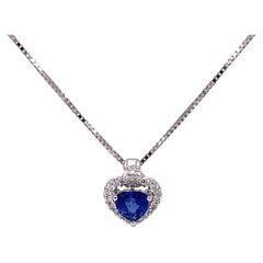 Heart Sapphire and Diamond Pendant Necklace