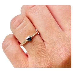 Heart Sapphire Solitaire Ring 18KT yellow gold size 6