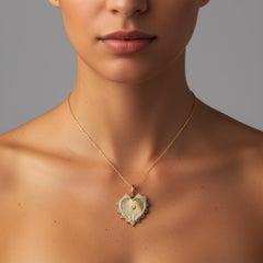 Collier pendentif diamant en or jaune 14K (ou 18k sur demande) en forme de coeur