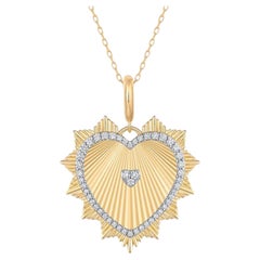 Heart Shape 14K (or 18k upon request) Yellow Gold Diamond Pendant Necklace