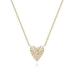 Collier et boucles d'oreilles en forme de coeur 14K avec diamant radiant