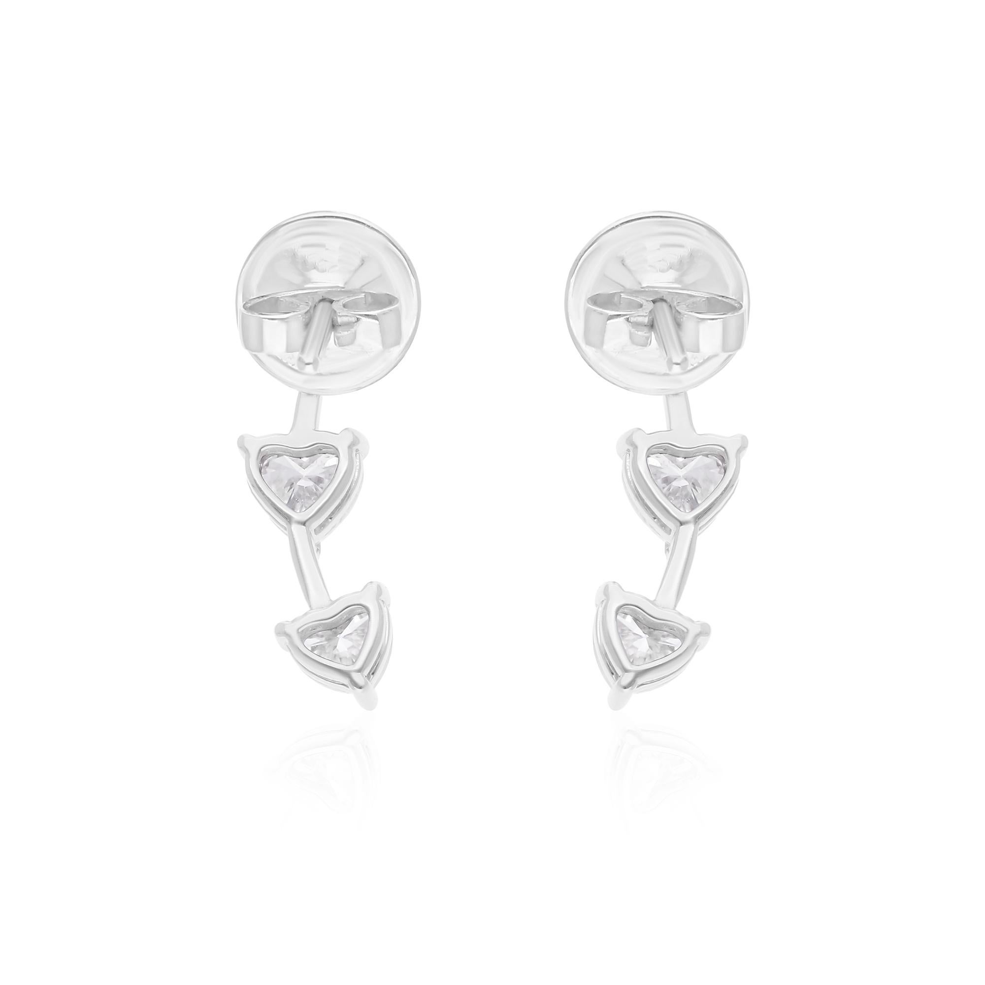 Ohrringe in Herzform 1,88 Karat SI Reinheit HI Farbe Diamant 14 Karat Weißgold Ohrringe (Herzschliff) im Angebot